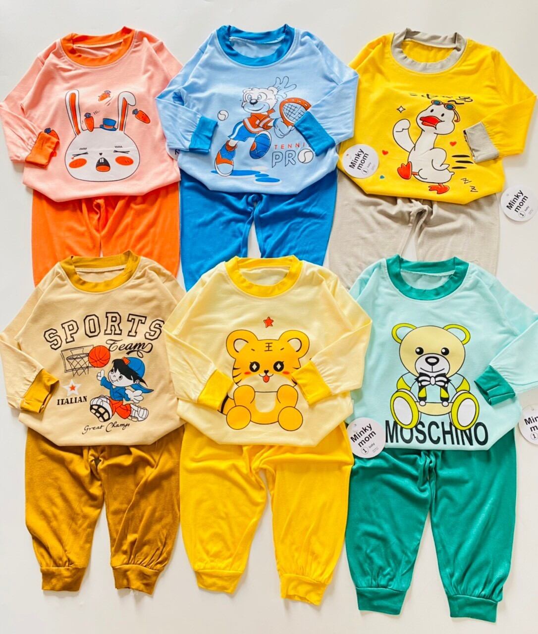 Bộ tay dài thun lạnh minky cho bé size 10-12kg