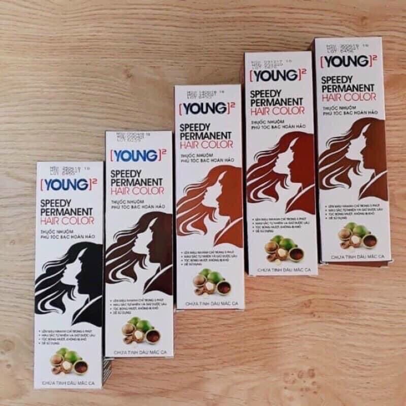 (Hàng chuẩn ) Thuốc nhuộm tóc phủ bạc Young màu nâu hạt dẻ( tuýp nhuộm 60ml+oxy)