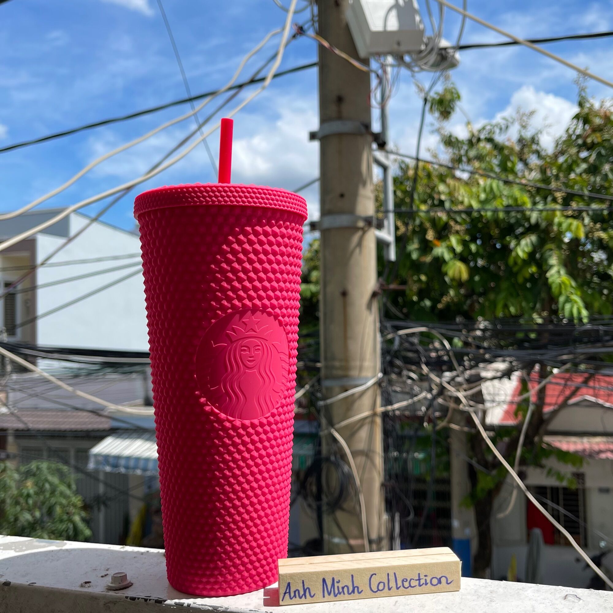 Ly starbucks studded ruby pink