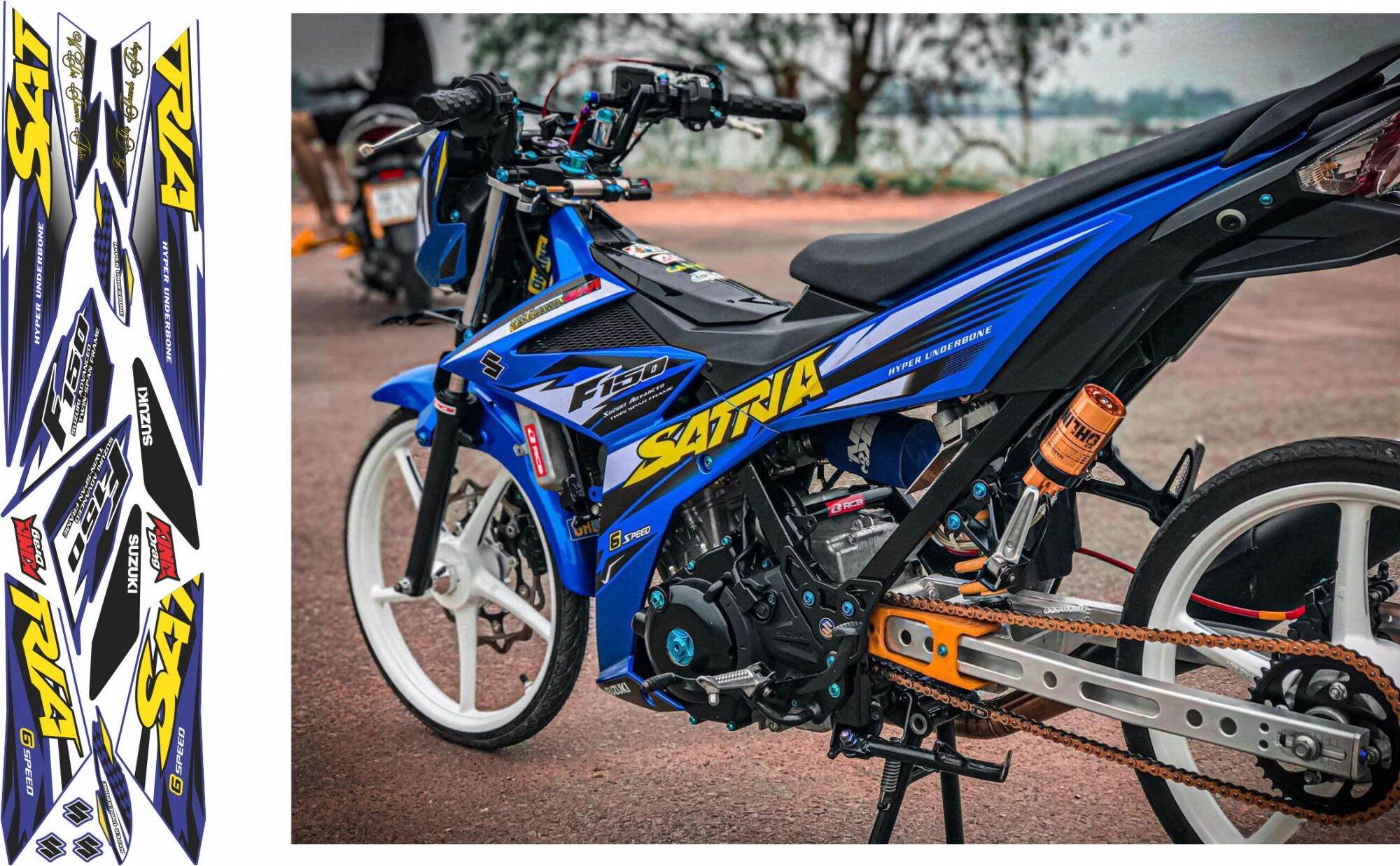 Tem rời satria F150 . xanh đen