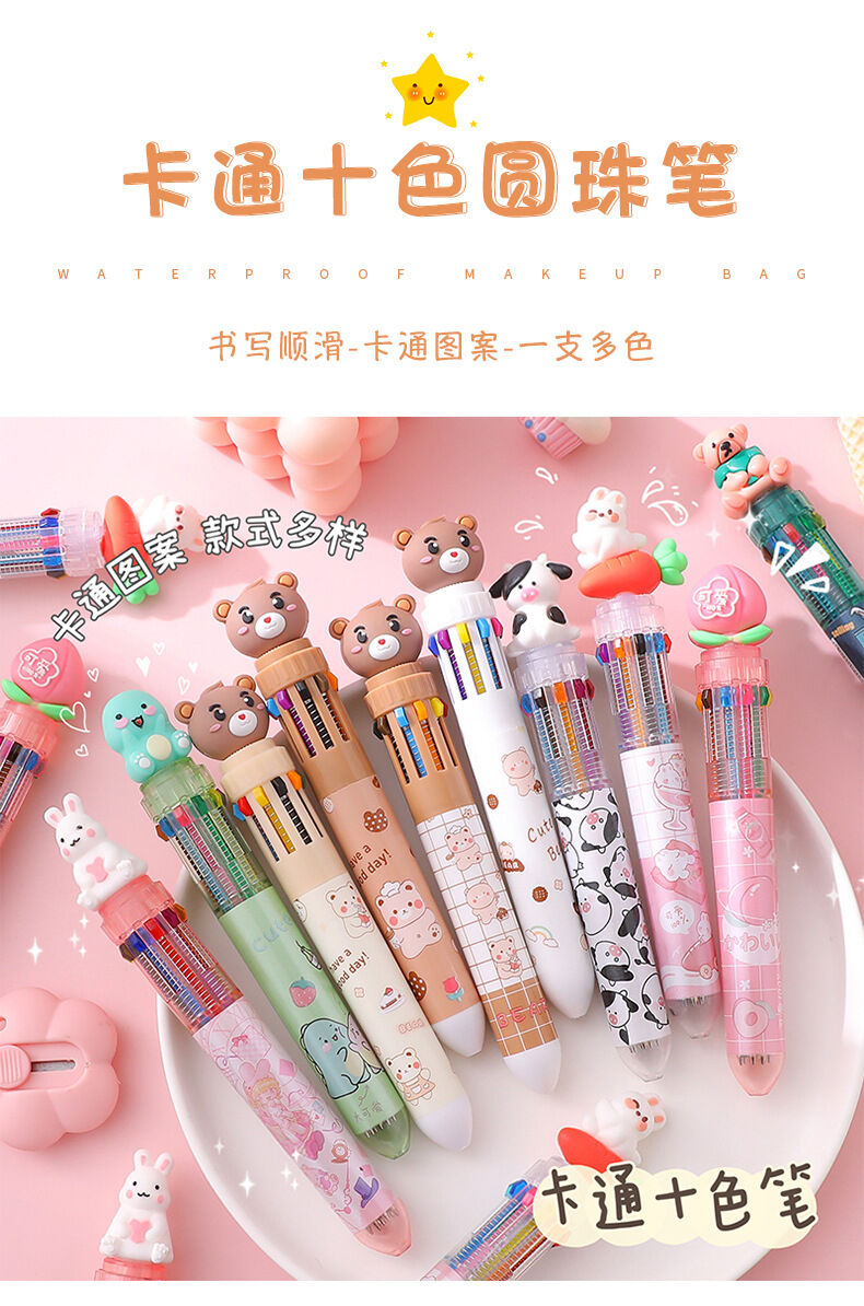 Bút bi 0.5mm 10 màu họa tiết hoạt hình dễ thương mẫu giao ngẫu nhiên