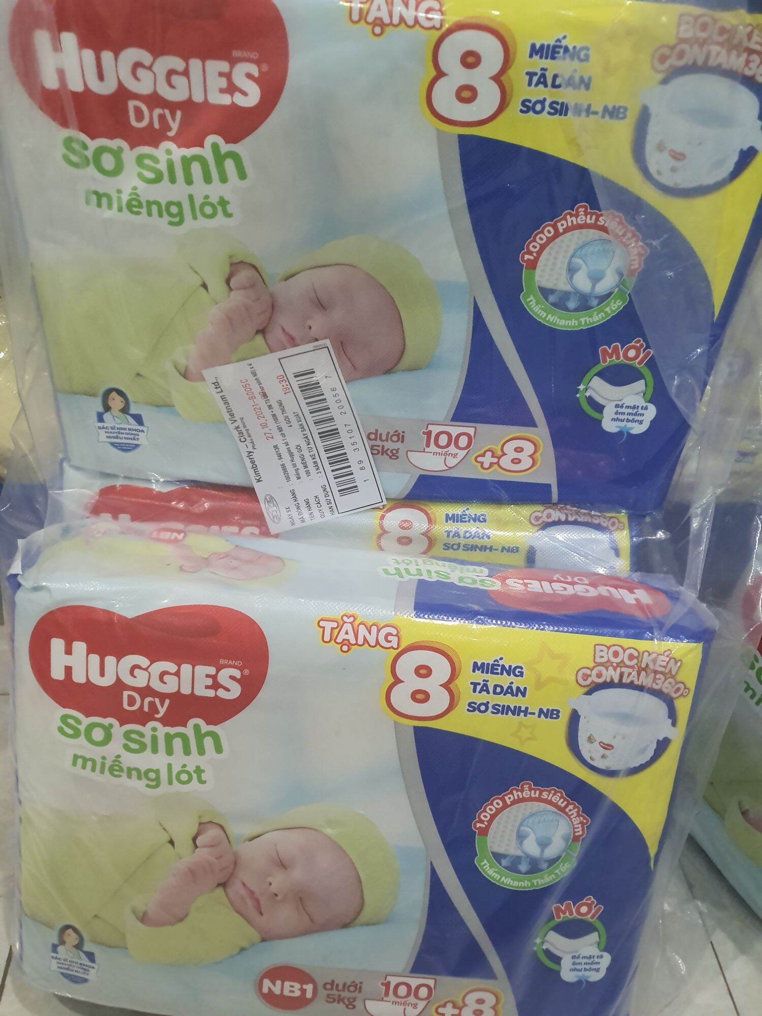 Miếng lót sơ sinh huggies nb1-100 / nb2-60