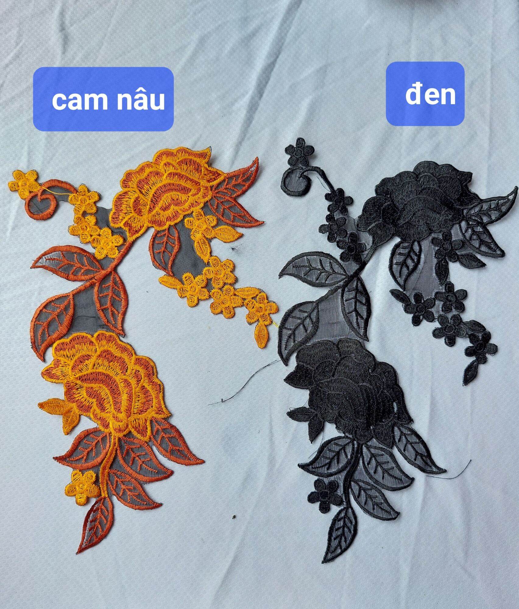 Nhành hoa thêu đắp áo các màu