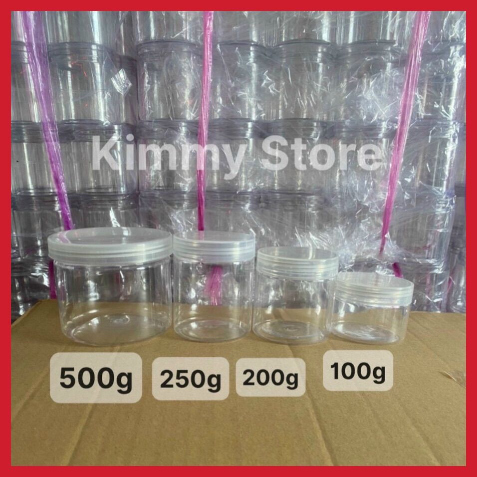 Lẻ hủ nhựa pet 100g 200g trong suốt nắp trắng trong