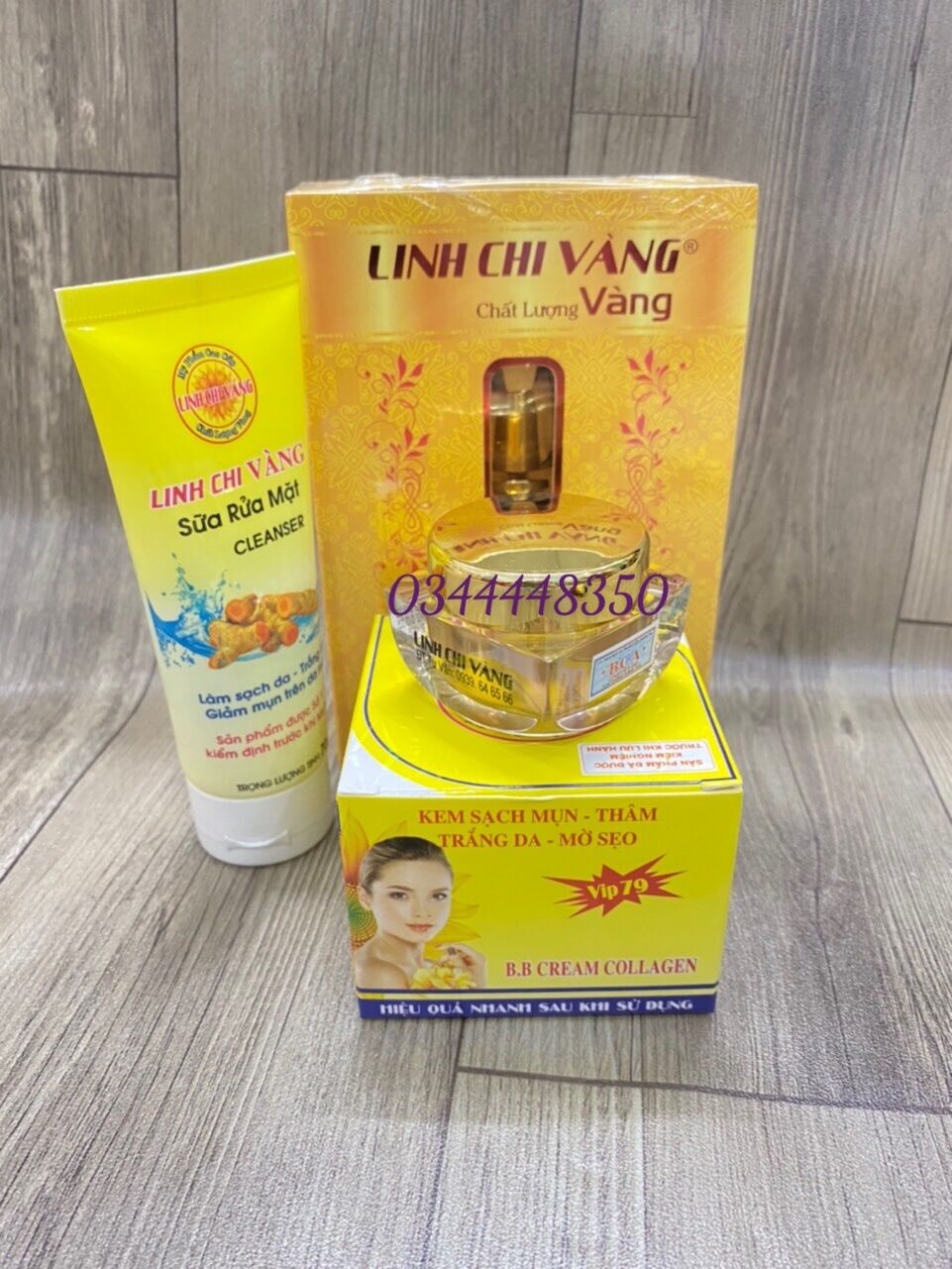 Combo kem sạch mụn linh chi vàng ( serum mụn 25 ml )