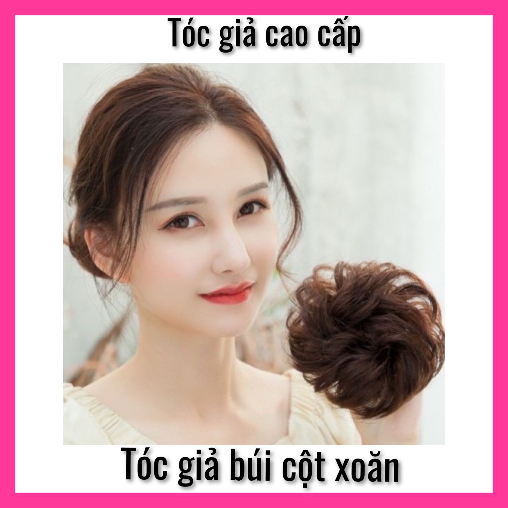 Tóc giả búi cột xoăn rối dễ sử dụng ❇️