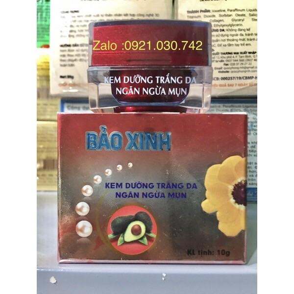 kem bảo xinh (màu đỏ )dưỡng trắng da,ngăn ngừa mụn hủ 10g