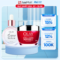 Combo 2 SUPER SERUM OLAY SỨC MẠNH TỪ 5 DƯỠNG CHẤT TRONG 1 - Chai 30ML Và Kem Dưỡng Ẩm OLAY COLLAGEN Peptide24 50G