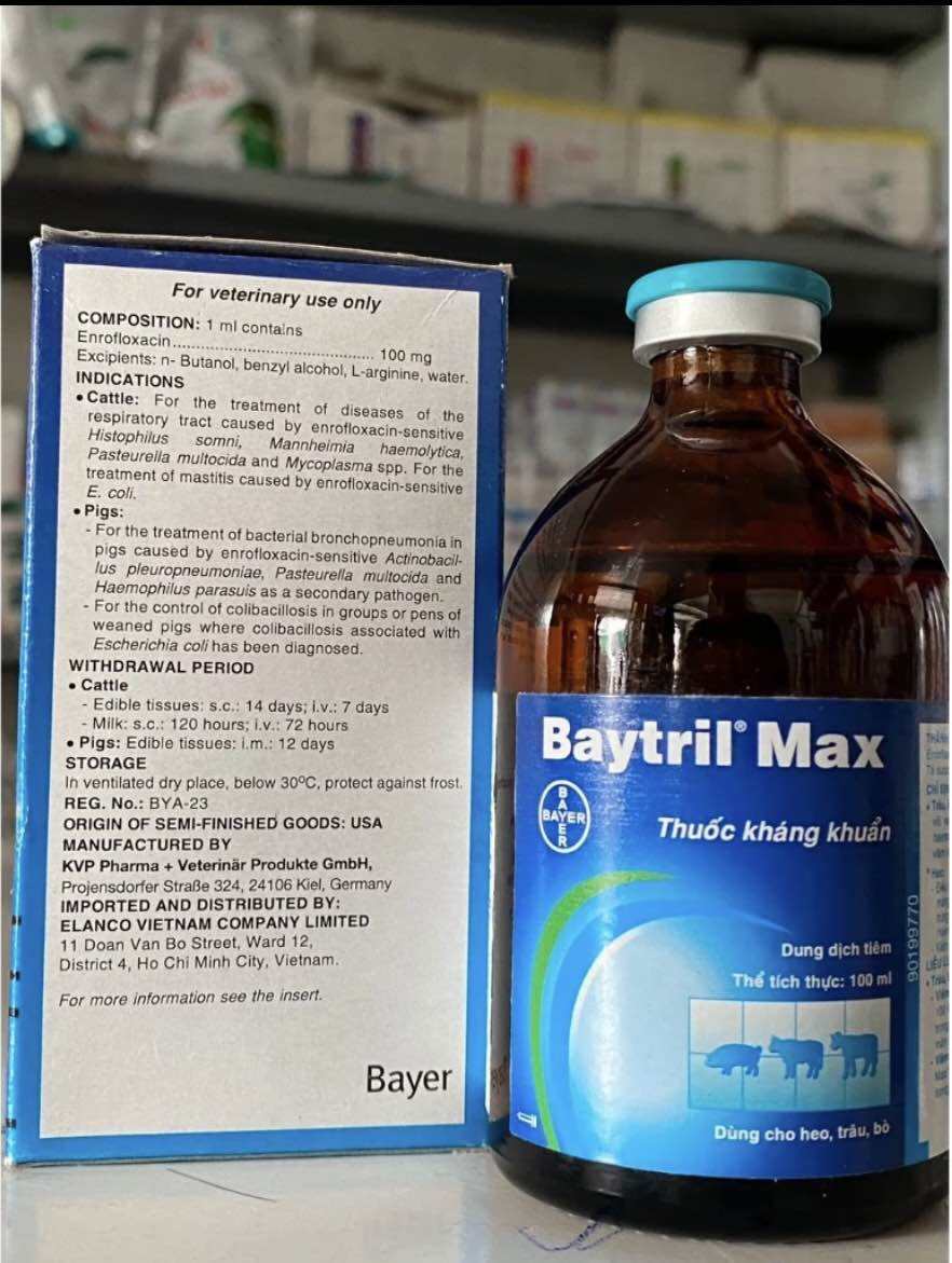 10 ml Baytril max triết lẻ dùng cho gia súc và gia cầm hen khẹc, đi phân loãng
