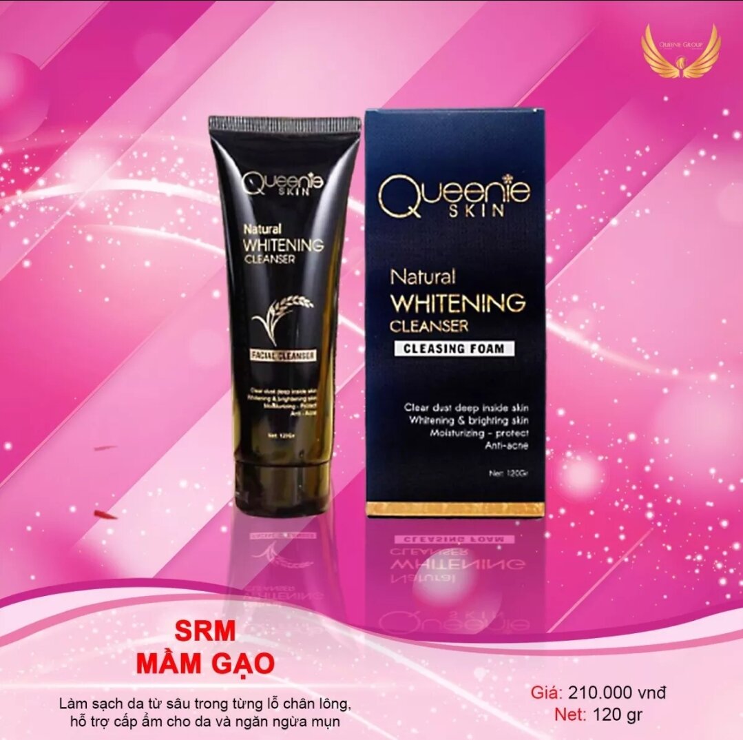 Sữa rửa mặt mầm gạo queenie skin làm sạch da ngăn ngừa mụn giúp da sáng hồng và chống lão hóa da