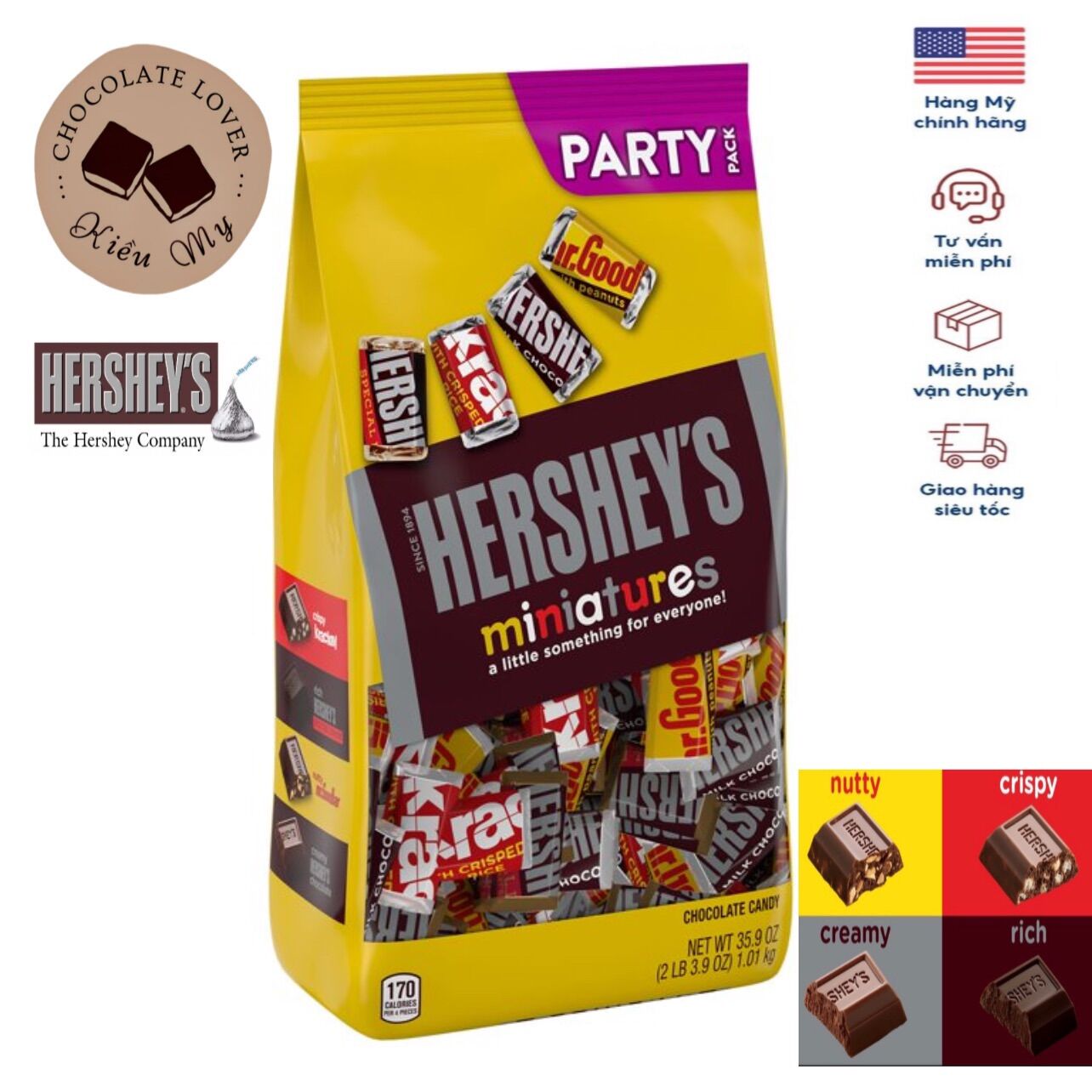Kẹo Socola Mỹ hershey miniatures 1kg