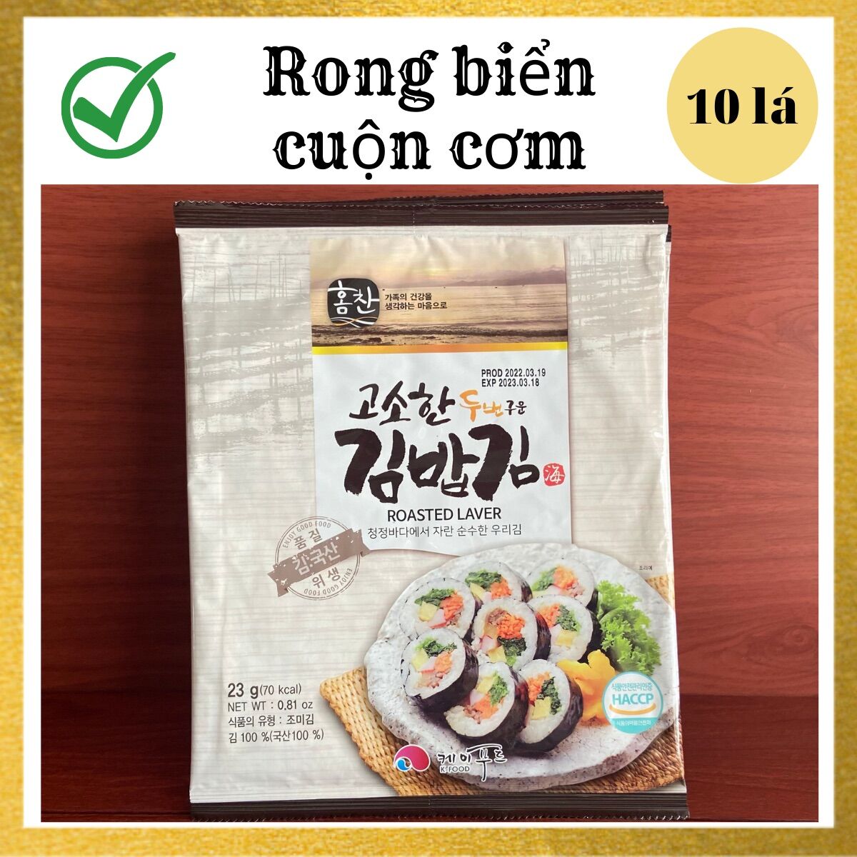RONG BIỂN CUỘN CƠM SHUSHI GIM BAB GIM 10 LÁ + MÀNH TRE CUỘN CƠM