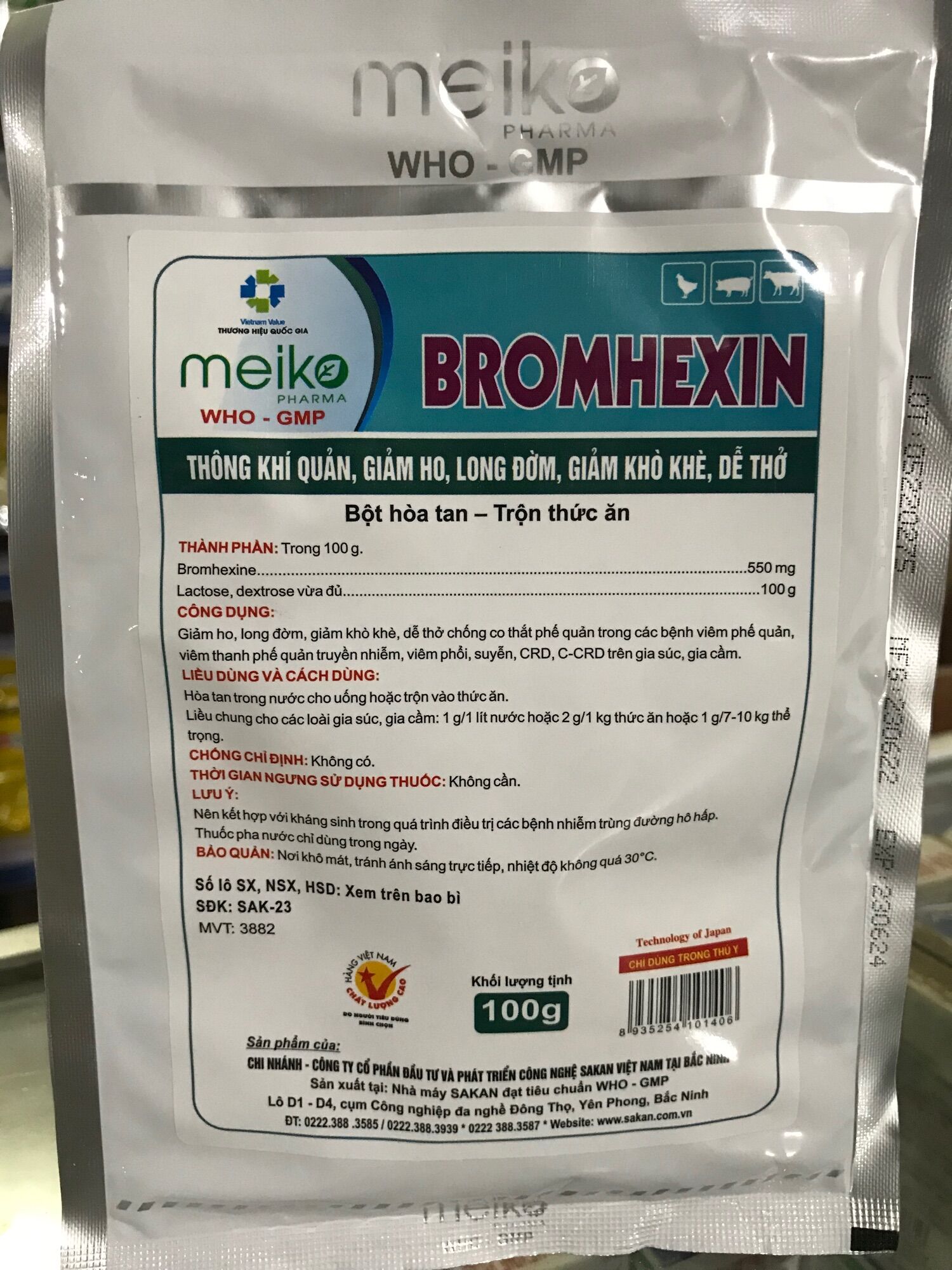 Long đờm, giảm ho cho gia súc gia cầm gói 100g