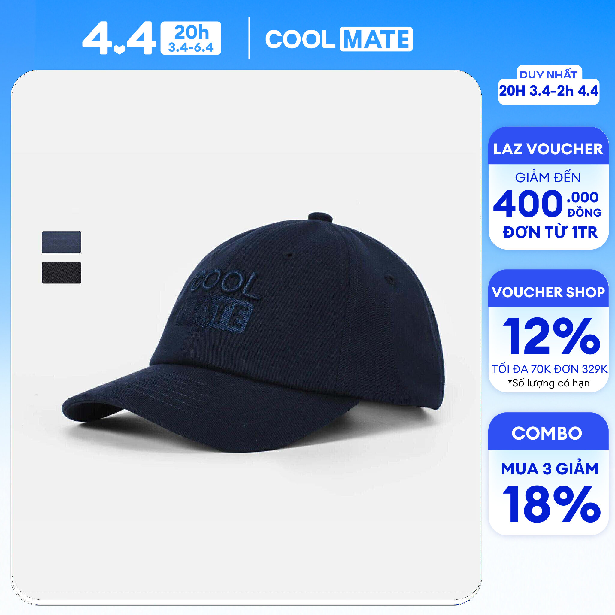 [CHỈ 20H 3.4- 2H 4.4 MUA 3 GIẢM 18%][OUTLET - Không đổi trả]Mũ Lưỡi Trai cotton thêu logo - Coolmate