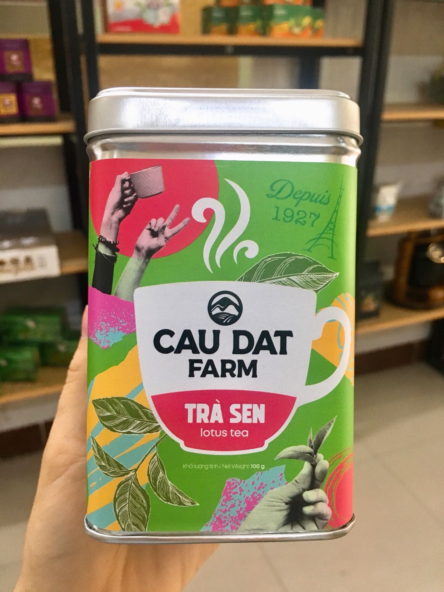 Trà Sen Cầu Đất Farm hộp thiếc 100gr