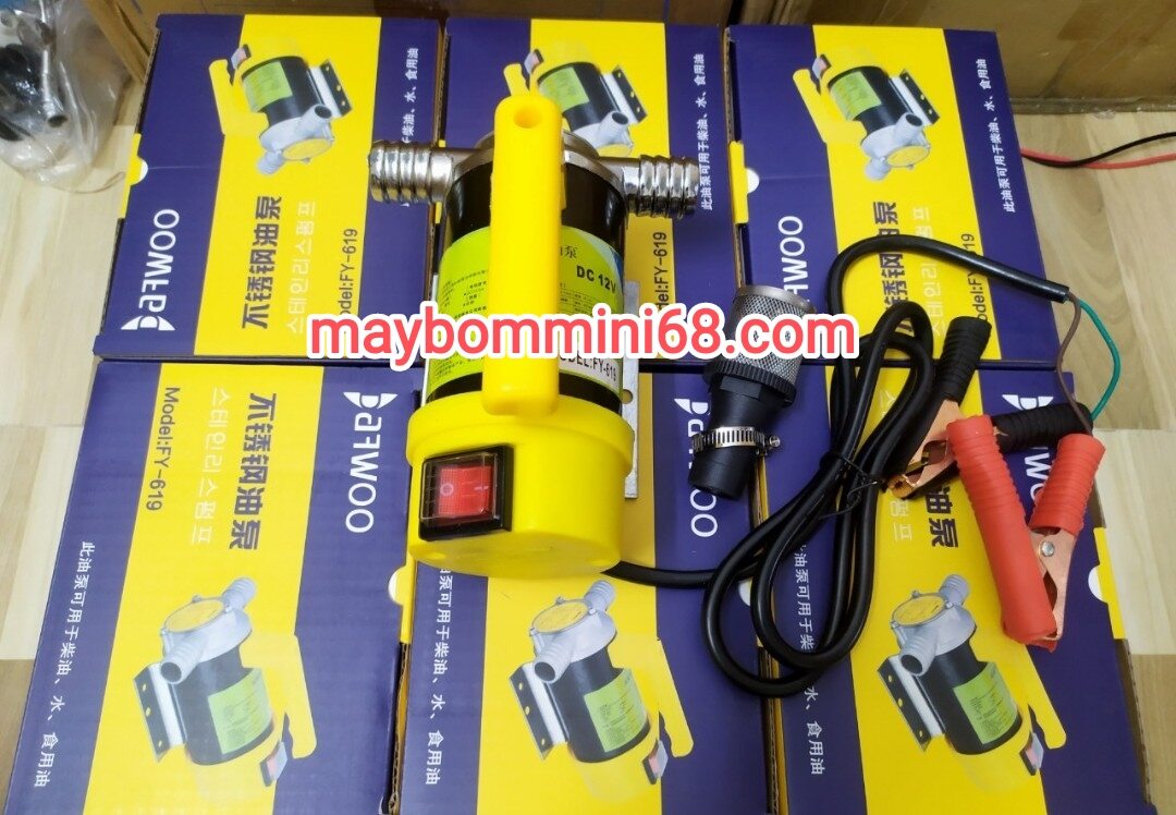 Máy bơm dầu cánh gạt 12v 300w inox bơm được cả nước và dung dịch đặc sệt