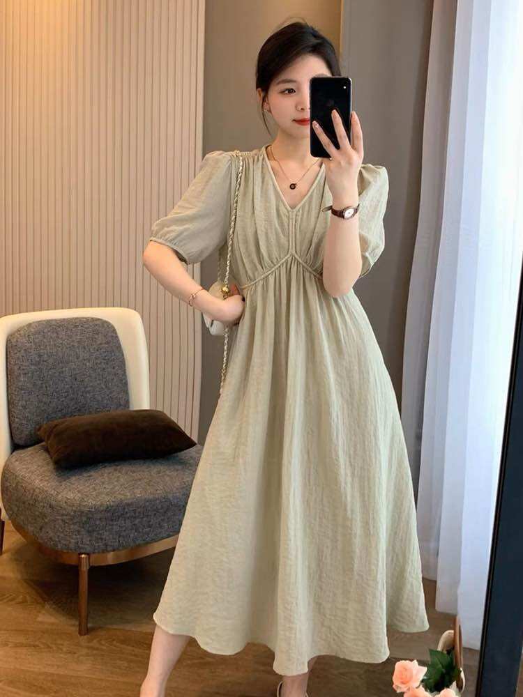 Váy dài nữ dúm ngực phong cách vintage cho mùa du lịch