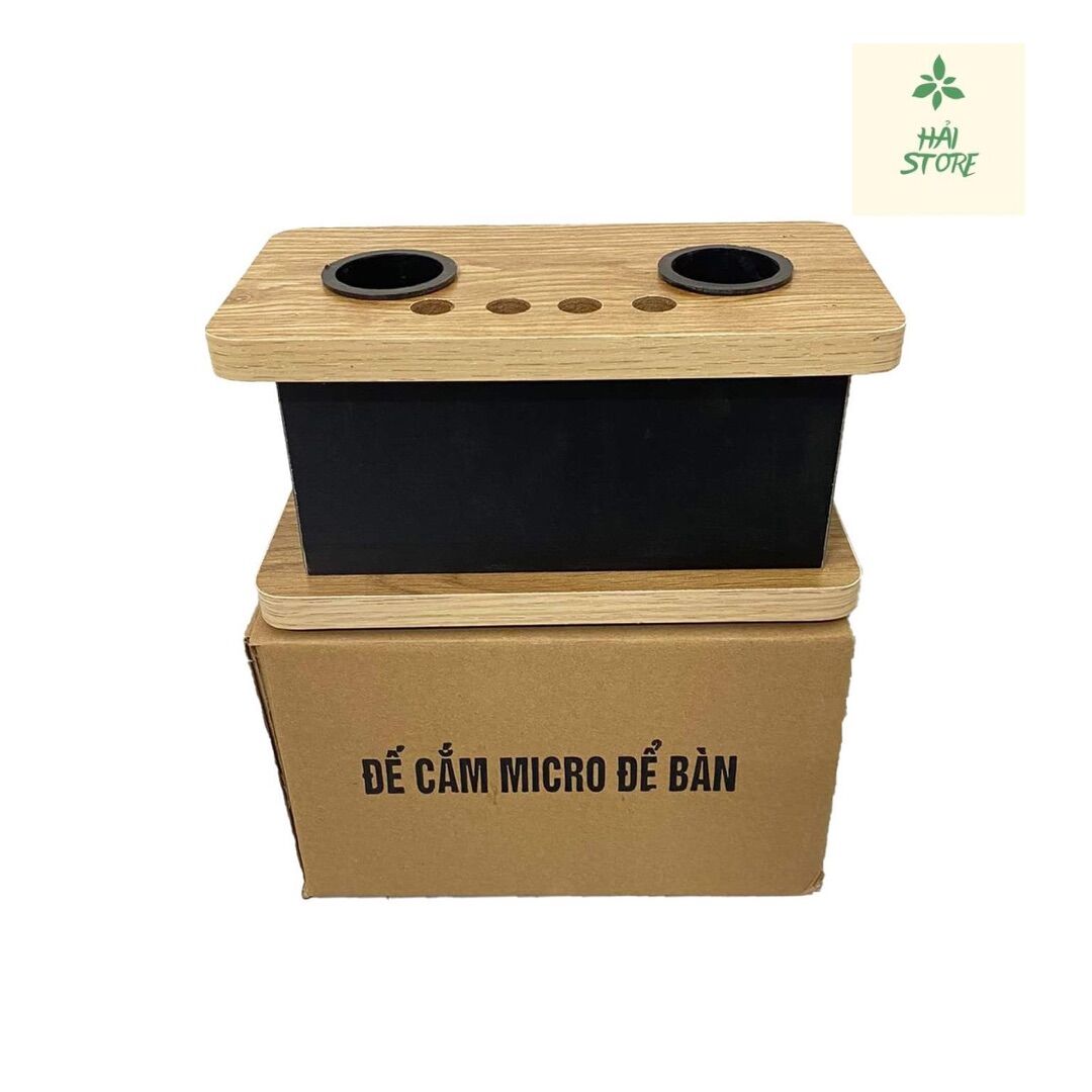 Chân micro để bàn , Đế gỗ cắm micro để bàn