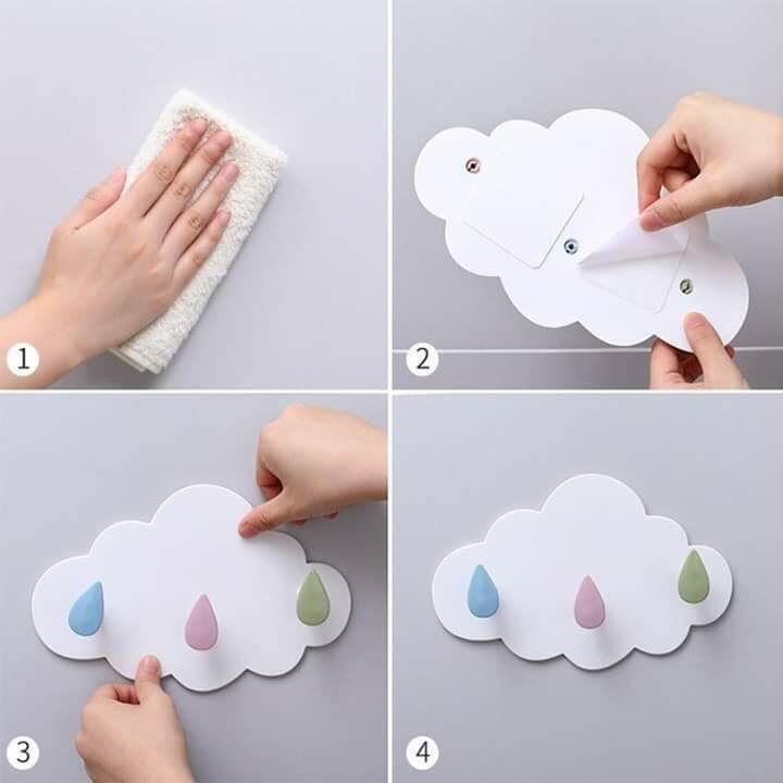 Móc dán treo đồ đa năng hình đám mây