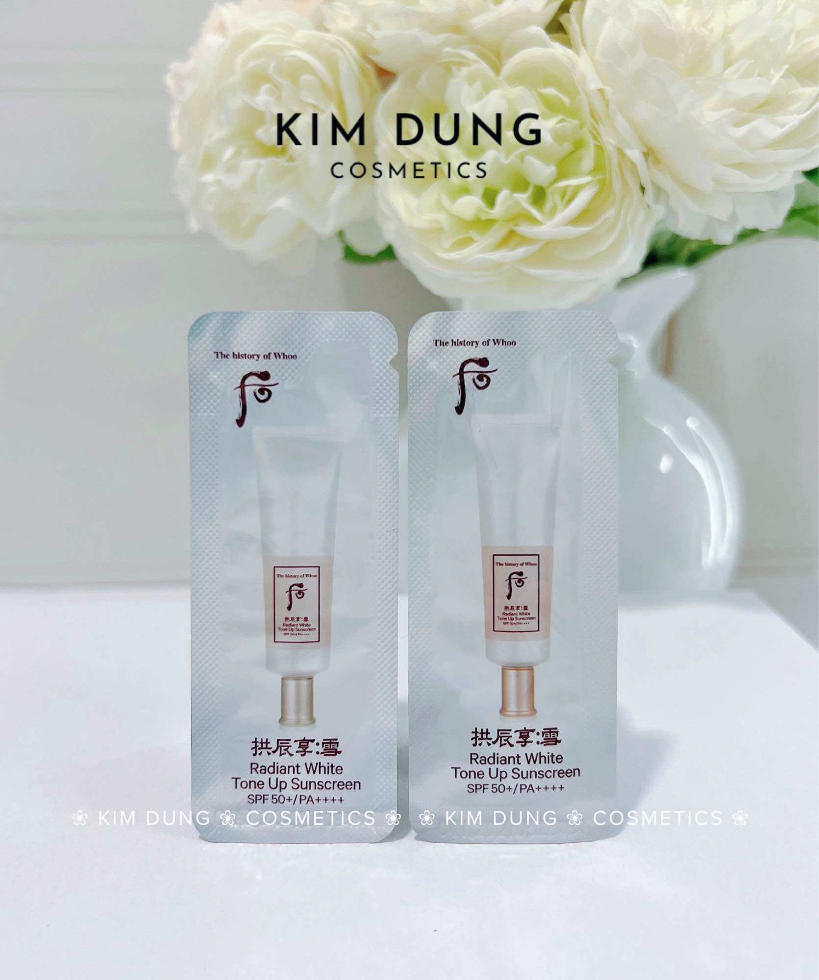 [Combo 10 gói] Gói Sample Kem Chống Nắng nâng tone Whoo Trắng Radiant White Tone Up Sunscreen SPF50+/PA++++ 1ml (Date 2027)