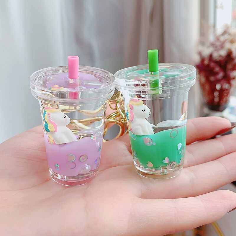 Móc khóa ly trà sữa nhiều hình siêu dễ thương