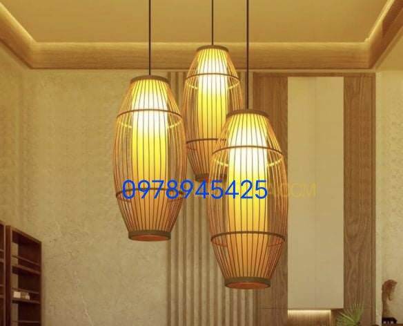 Combo 3 đèn mây tre đèn tre đèn thả mây tre decor đẹp