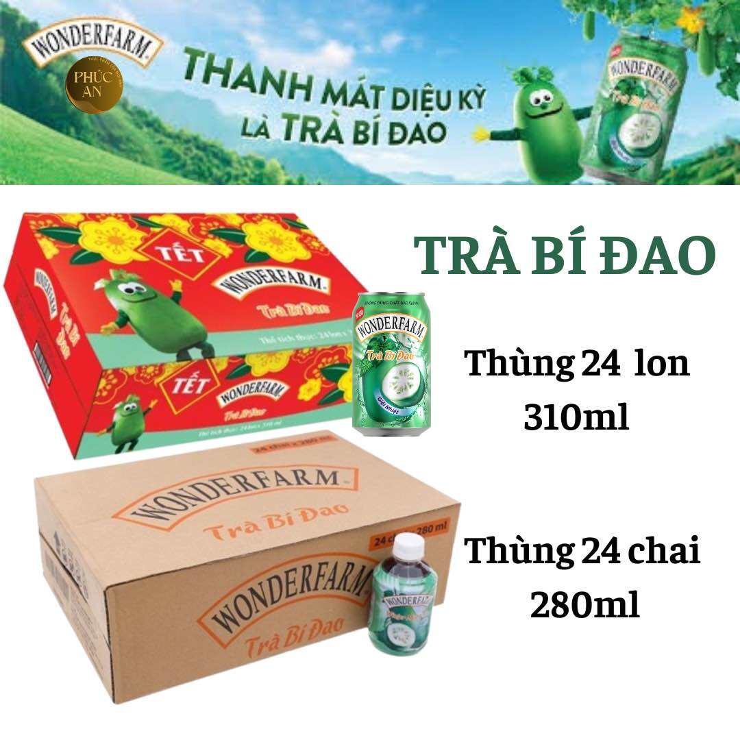 Thùng Trà Bí Đao WONDERFARM lon 310ml chai 280ml