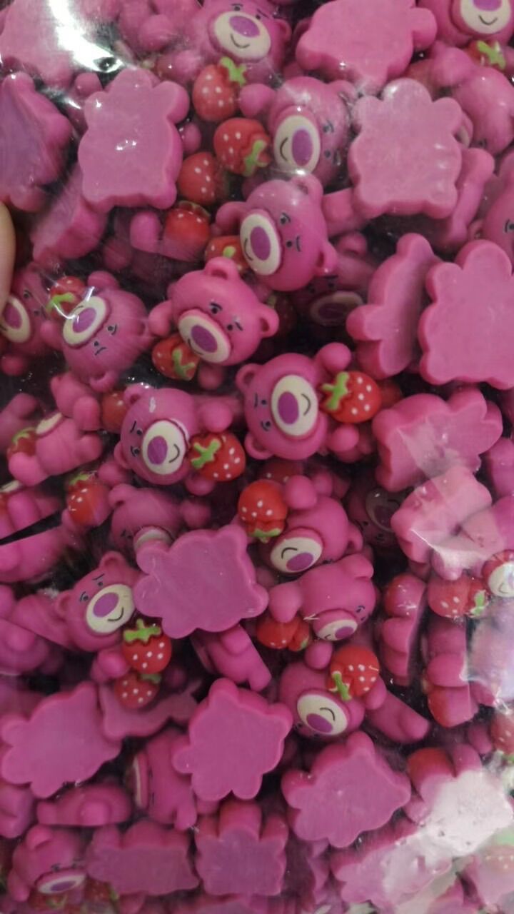 Set 5 charm gấu dâu lotso bear trang trí sổ tay, trang trí slime