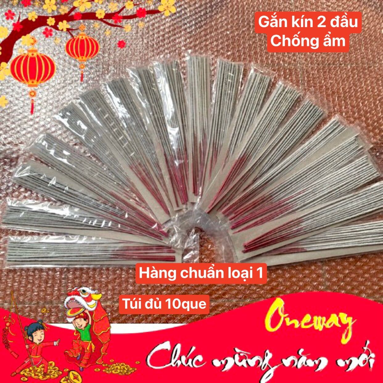 Que pháo bông thân gỗ túi 10c como 10 túi 100 que