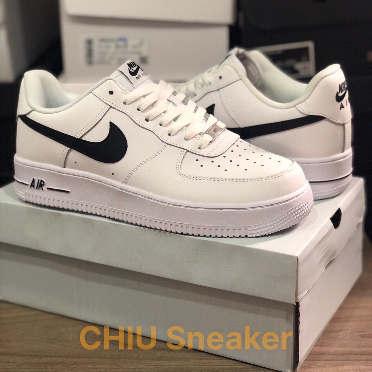 CHIU Sneaker  Giày thể thao tăng chiều cao Nam nữ Air force 1 White black