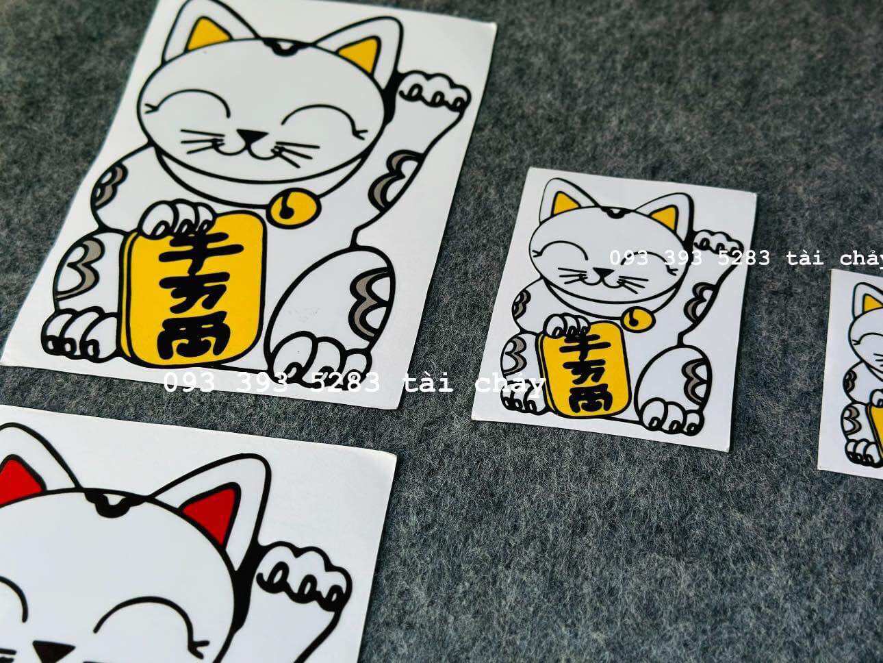 [ 1 MIẾNG ] TEM DECAL STICKER MÈO THẦN TÀI DÁN TRANG TRÍ XE