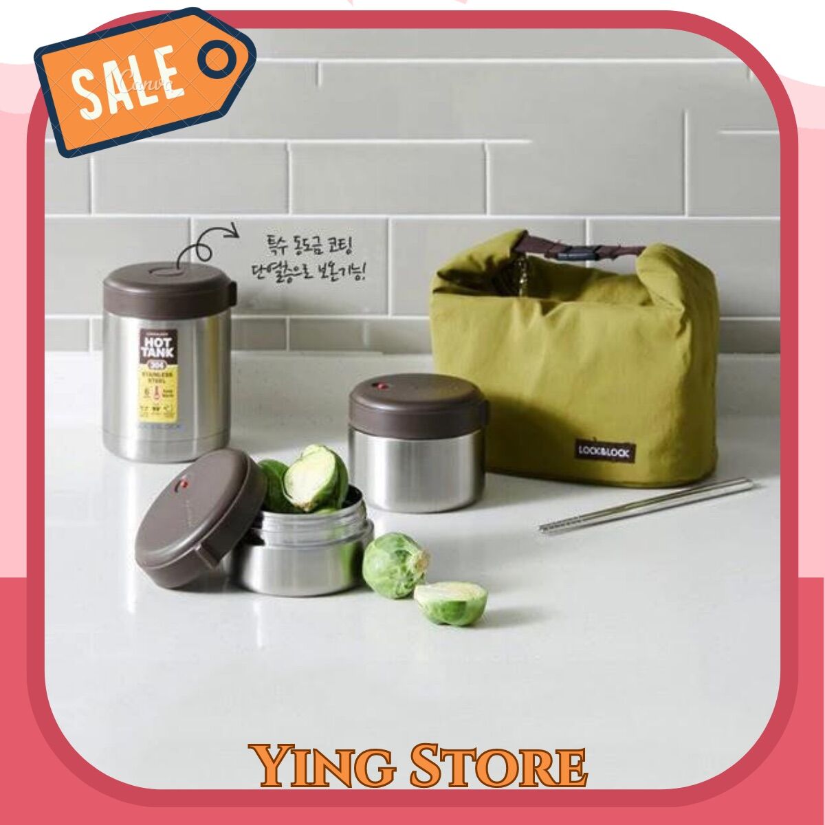 Bộ Hộp Cơm Giữ Nhiệt Lock&Lock Mushroom LHC8025SLV - Bạc