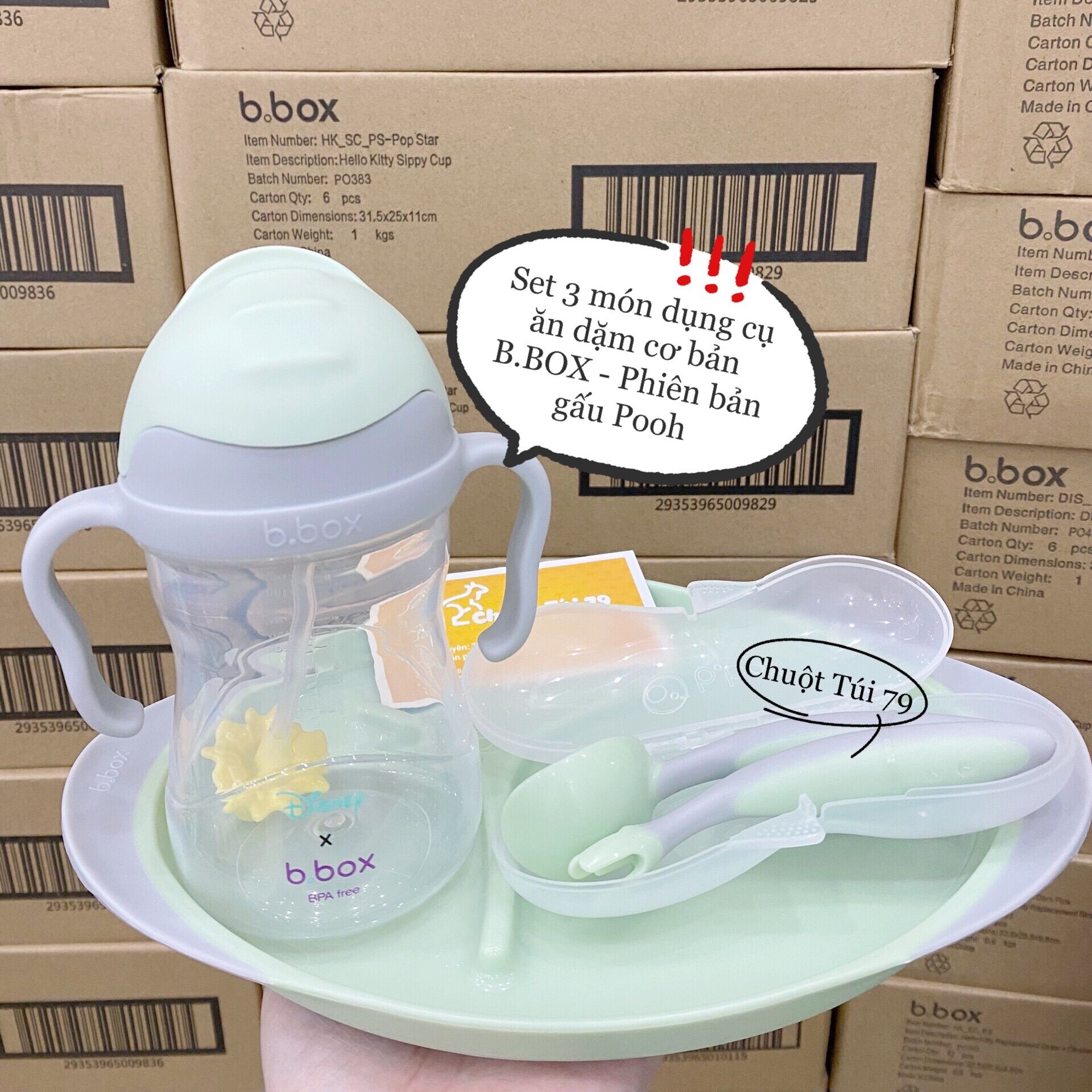 Set 3 Món Dụng Cụ Ăn Dặm Cơ Bản b.box Cho Bé 6M+