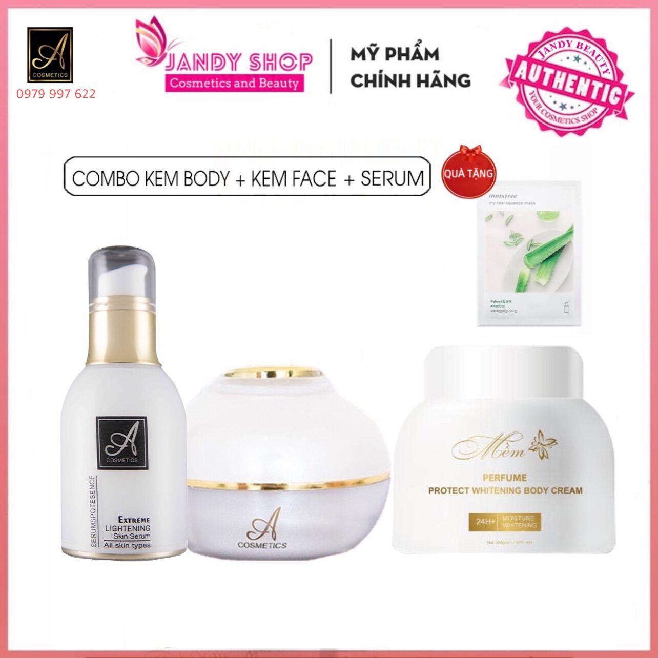 Kem face pháp + serum spot + kem body mềm a cosmetics