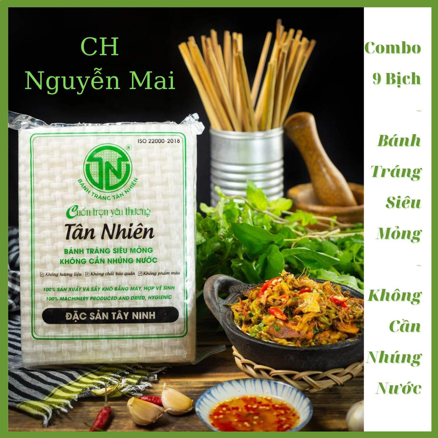 Combo 9 bịch - bánh tráng siêu mỏng tân nhiên 470g/bịch - đặc sản tây ninh