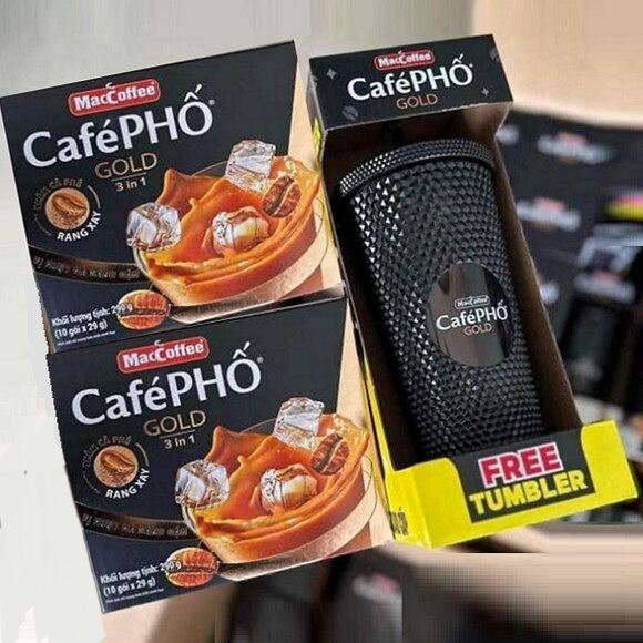 combo 2 hộp cafe phố 10 gói 290g tặng kèm ly ống hút siêu to - combo 2 hộp cafe phố tặng kèm ly ống 