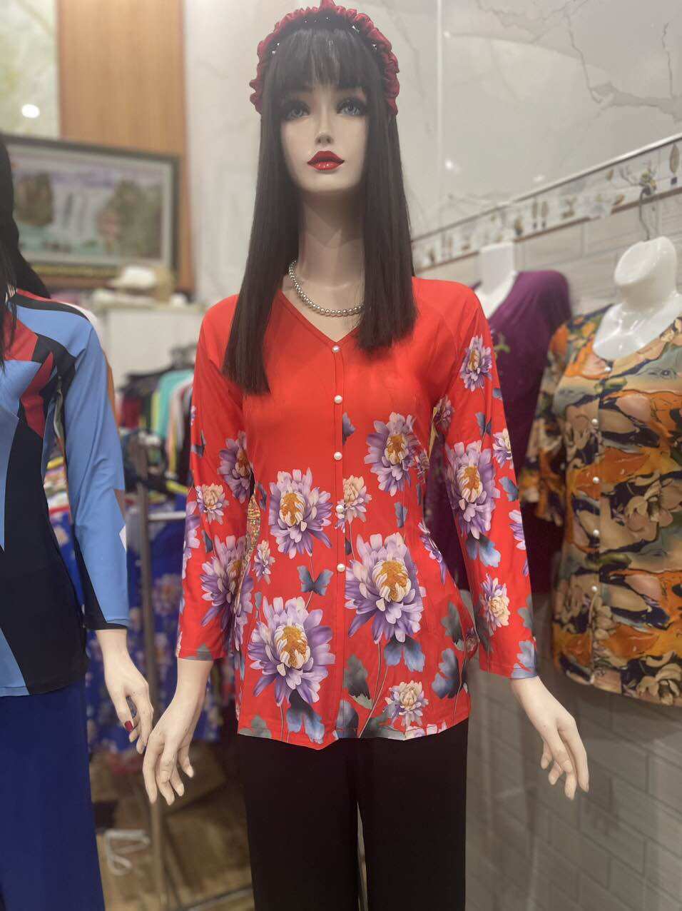 Áo bà ba nữ in hoa,bà ba thun in hoa,bà ba in 4d(áo lẻ không kèm quần)