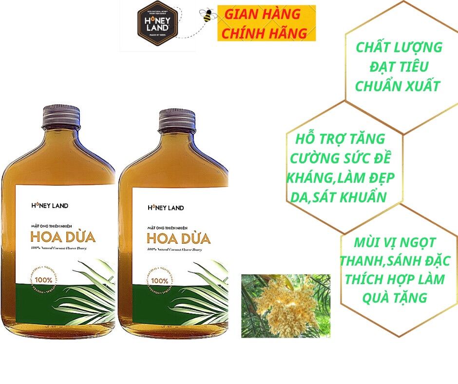 Combo 2 chai mật ong nguyên chất Hoa Dừa Honeyland 500g