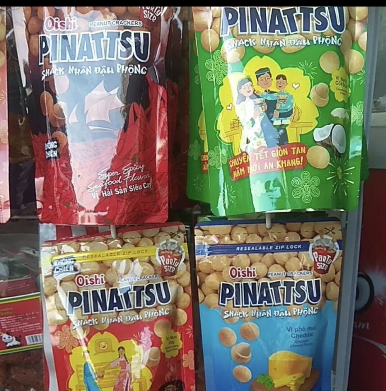 Combo 2 goi Đậu phộng oishi vị ngẫu nhiên, đậu phộng chiên không dầu pinattsu giàu dĩnh dưỡng