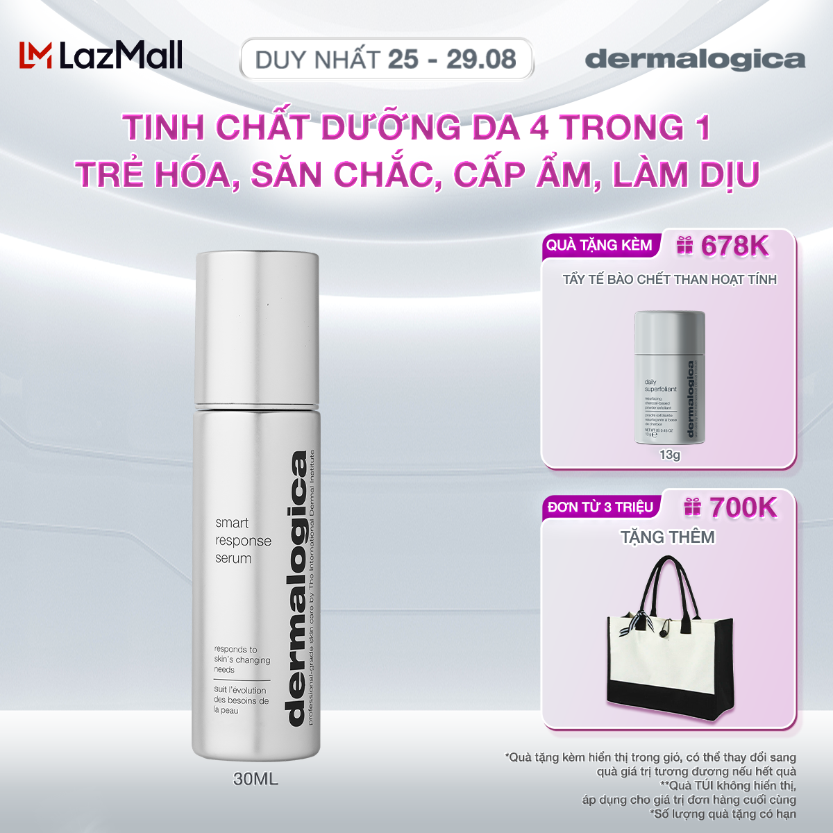 Tinh chất dưỡng da 4 trong 1 trẻ hóa, săn chắc, cấp ẩm, làm dịu Dermalogica Smart Response Serum 30ml