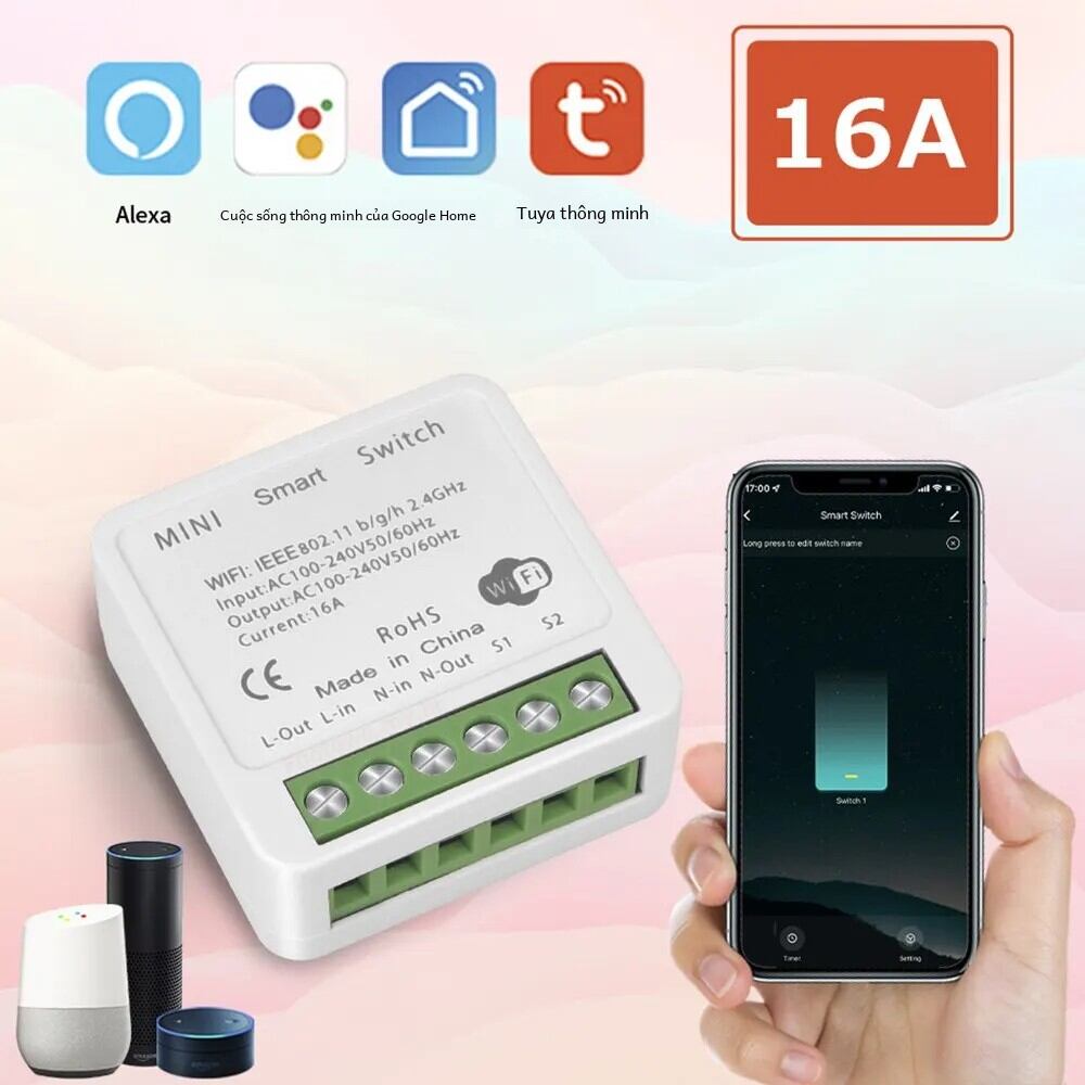 16a wifi công tắc thông minh tự làm không dây tuya nhà alexa yandex alice mini 2 chiều điều khiển giọng nói ngắt cho cuộc sống thông minh