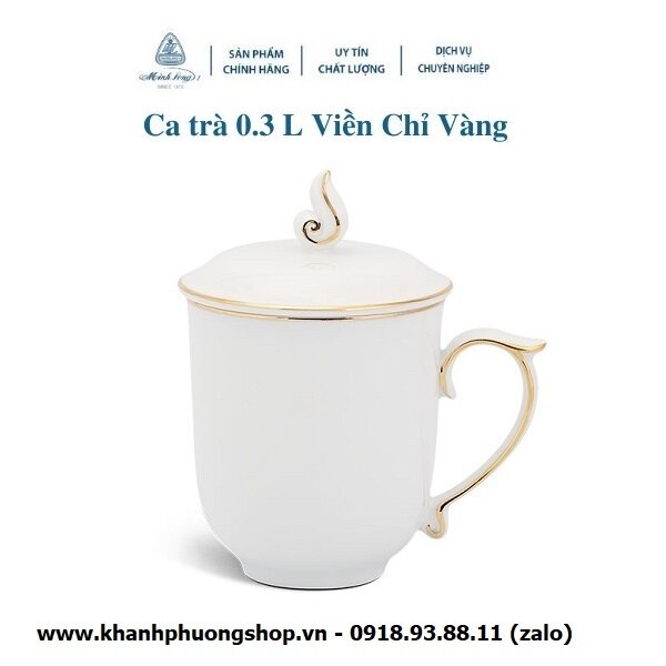 Ca trà Mẫu Đơn viền vàng sứ Minh Long - ca trà mẫu đơn viền vàng sứ minh long