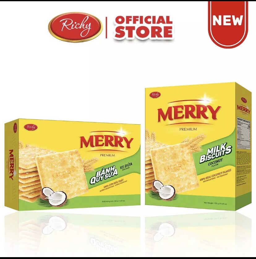 Hộp 330g bánh quy sữa dừa merry