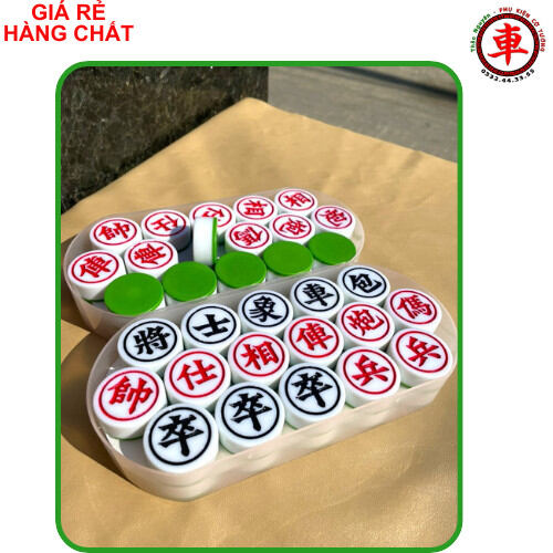COMBO BÀN CỜ GỖ TRÚC + CỜ TƯỚNG ĐẾ XANH