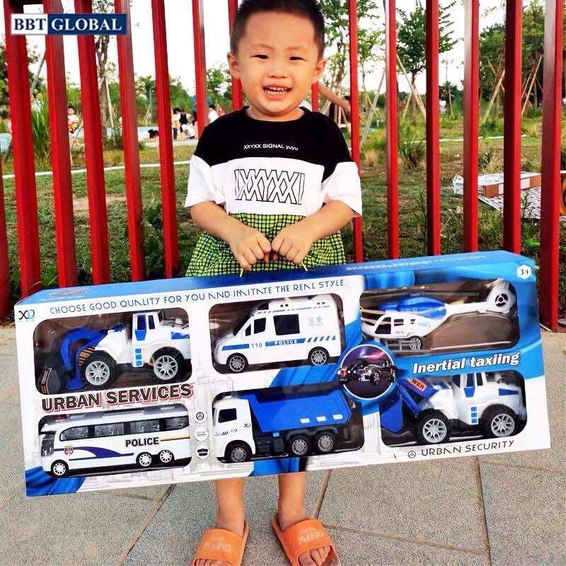 Sét hộp 6 xe cực lớn- Đồ chơi Xe cảnh sát, xe cứu hộ, xe cứu thương, máy bay trực thăng, Xe Poli Xe công trình, cứu hoả, … Ô tô đồ chơi trẻ em