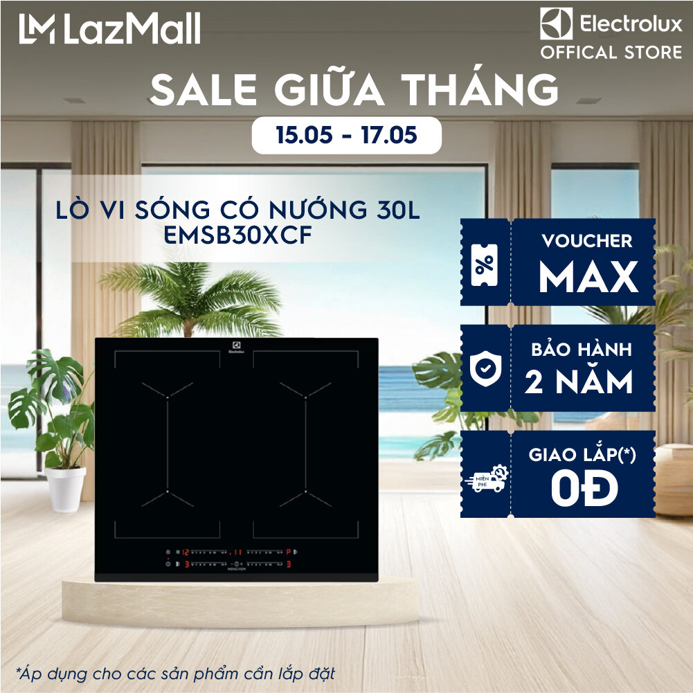 Lò Vi Sóng Âm Electrolux EMSB30XCF 30L, Kích Thước 594x389x416mm, Màu Đen/Bạc Xám