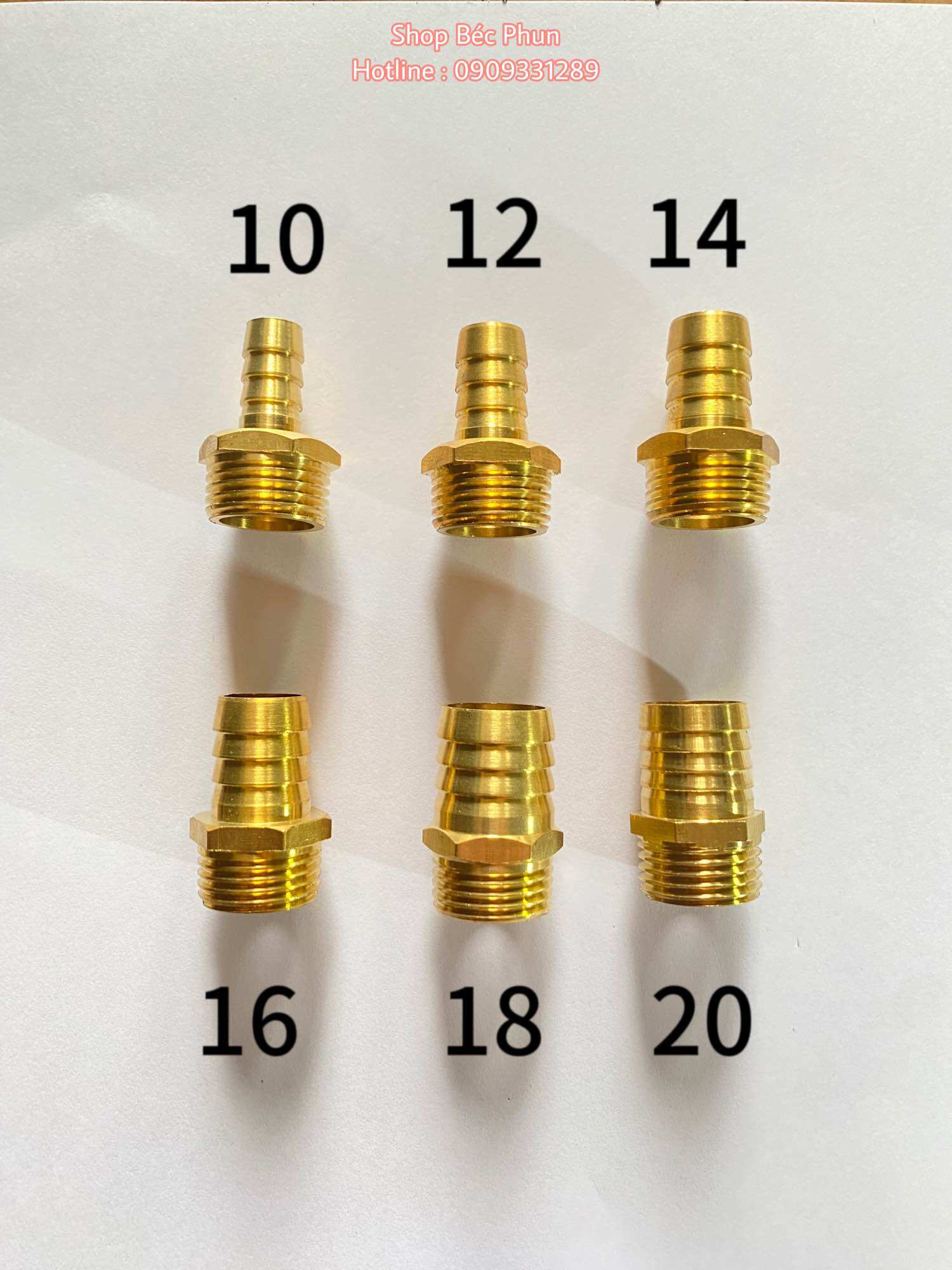 Đầu nối ren ngoài 21 đuôi chuột bằng đồng 10 12 14 16 18 20