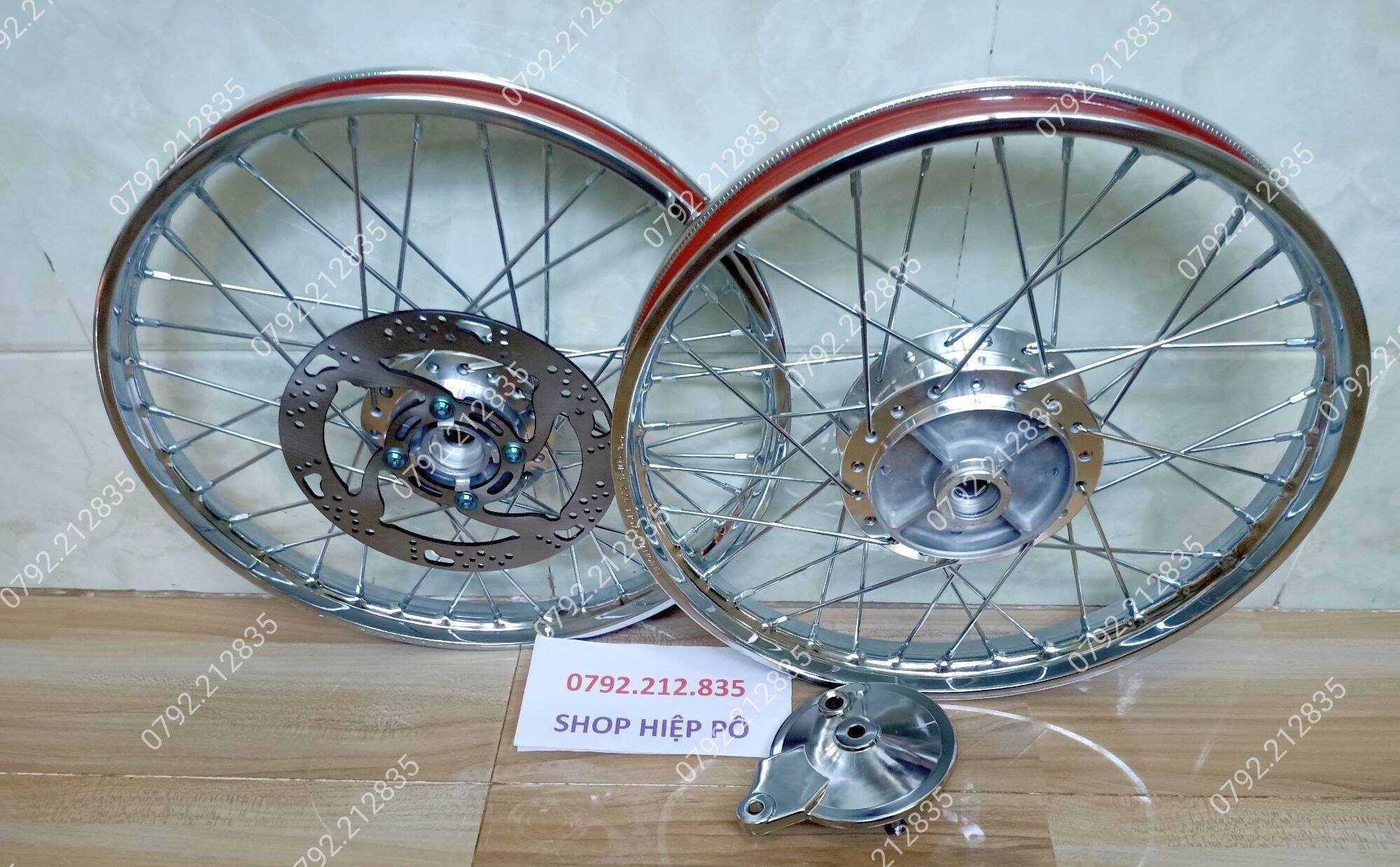 Bánh căm wave 1 đĩa trước niềng unionvd đùm mạ crôm kèm đĩa ốc má đùm sau
