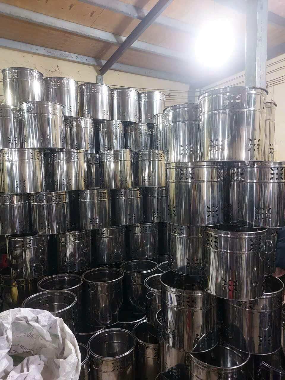 Thùng đốt giấy cúng inox có nắp/Thùng hóa vàng mã nhiều size