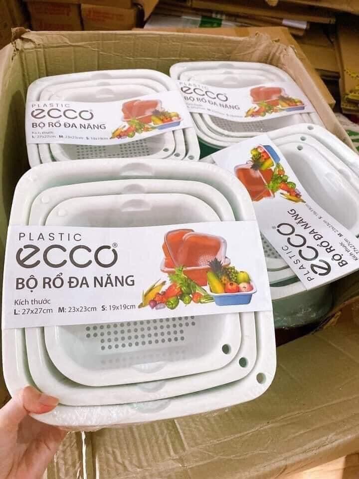 Bộ thau rổ nhựa Ecoco 6 món dày đẹp Kích thước: Size L 27x27cm , Size M 22x23cm, Size S 19.19cm